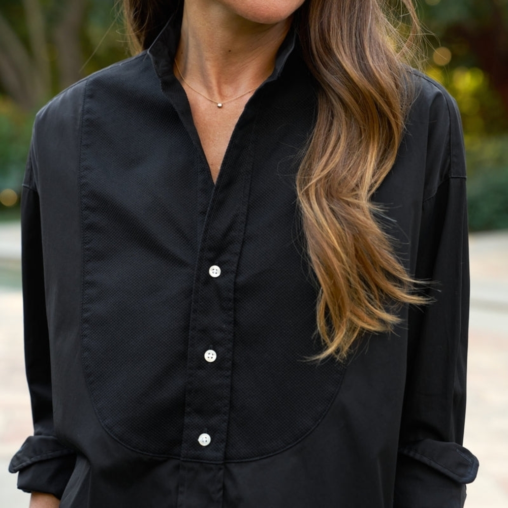 Frank & Eileen Victoria Italian Tuxedo Shirt Black Size S EUC